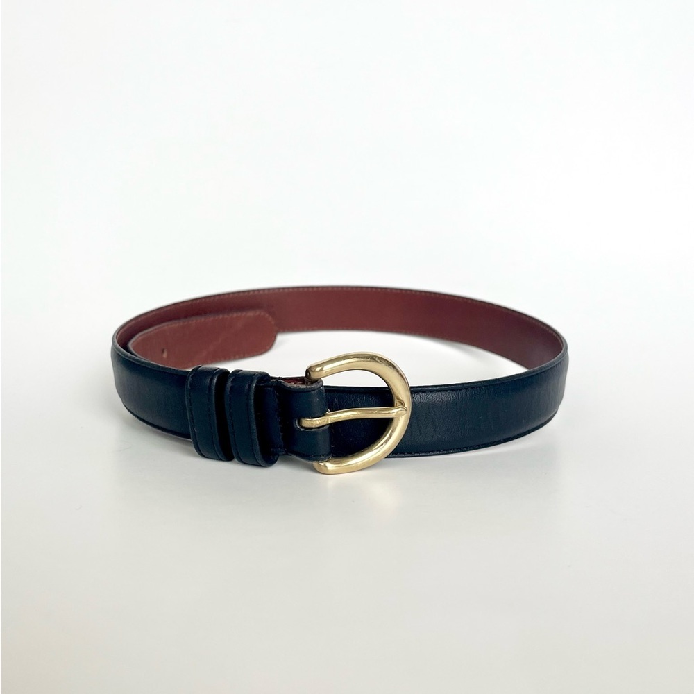 VTG Coach Womens 8400 Belt SMALL 26” Navy Blue Leather Solid Brass Made in USA